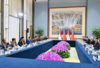 Suasana pertemuan Presiden Jokowi dengan Presiden Cina, Xi Jinping, di Chengdu, Cina, Kamis (27/7/23).