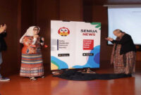 Suasana peluncuran aplikasi ‘’SemuaNews’’ di Jaya Suprana School of Performing Arts, Mall of Indonesia (MoI), Kelapa Gading, Jakarta Utara, Minggu sore (30/7/2023).