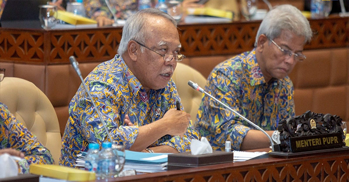 Menteri PUPR, Basuki Hadimuljono, saat Rapat Kerja dengan Komisi V DPR RI, di Gedung Nusantara, Komplek Parlemen Senayan, Jakarta, Rabu (30/8/2023).
