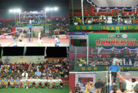 Suasana pembukaan turnamen Bola Voli Danrem Cup 2023, di GOR Babar’etow Desa Jelantik, Kecamatan Jonggat, Kabupaten Lombok Tengah, Minggu (10/9/2023).