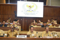 Suasana Rapat Dengar Pendapat (RDP) antara Mendagri, Tito Karnavian bersama Komisi II DPR RI, di Ruang Rapat Komisi II DPR RI, Gedung Nusantara Komplek Parlemen Senayan, Jakarta, Selasa (12/9/2023).