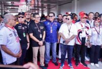 Ketua MPR RI, Bambang Soesatyo bersama Menteri BUMN, Erick Thohir; serta Menparekraf, Sandiaga Uno, turut menghadiri Grid Ceremony MotoGP Pertamina Grand Prix of Indonesia 2023.