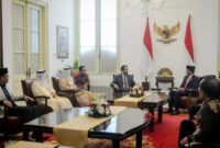 Presiden Jokowi saat menerima Majelis Hukama Muslimin (MHM), di Istana Merdeka, Jakarta, Kamis (5/10/2023).