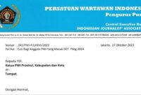 Surat PWI Pusat yang ditujukan kepada Ketua PWI Provinsi, Kabupaten/Kota seluruh Indonesia.