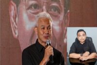 Capres nomor urut 3, Ganjar Pranowo (kiri) dan Jubir TPN Ganjar–Mahfud, Haris Pertama (kanan).