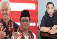 Capres dan Cawapres Nomor Urut 3, Ganjar Pranowo - Mahfud MD serta Haris Pertama selaku Jubir TPN Ganjar - Mahfud.