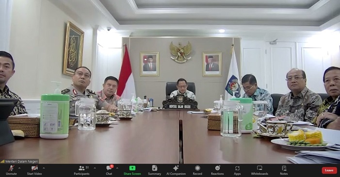 Mendagri, Tito Karnavian saat Rakor Pj Kepala Daerah dalam Rangka Menjamin Netralitas ASN dalam Menghadapi Tahun Politik secara virtual, Jumat (17/11/2023).