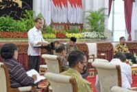 Presiden Jokowi saat memimpin Sidang Kabinet Paripurna bersama para jajarannya di Istana Negara, Jakarta Pusat, pada Senin (11/12/2023).