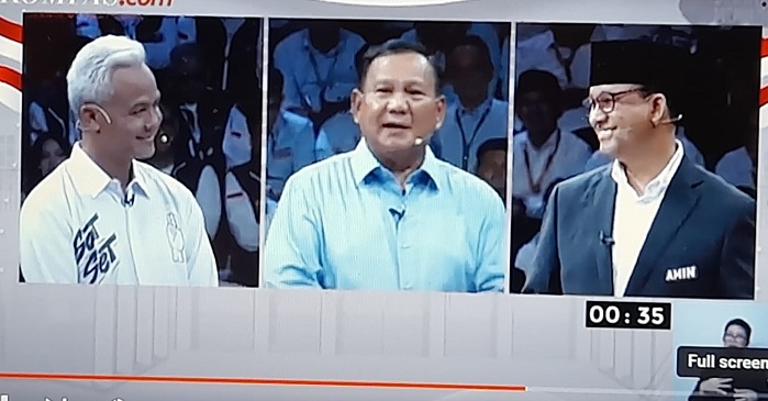 DARI KIRI: Tiga capres 2024, Ganjar Pranowo, Prabowo Subianto, Anies Rasyid Baswedan.