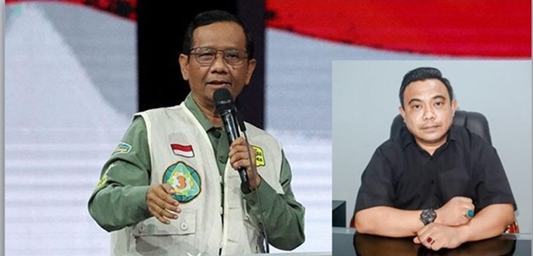 Cawapres Nomor Urut 3, Prof Mahfud MD (kiri) dan Jubir TPN Ganjar - Mahfud, Haris Pertama (kanan).