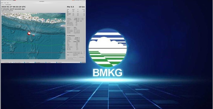 Gempa Bumi Tektonik M5,6 Guncang Samudera Hindia Selatan Bali—Jawa, Terasa Sampai Lombok.