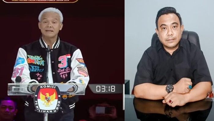 Capres nomor urut 3, Ganjar Pranowo (kiri) dan Jubir TPN Ganjar – Mahfud, Haris Pertama.