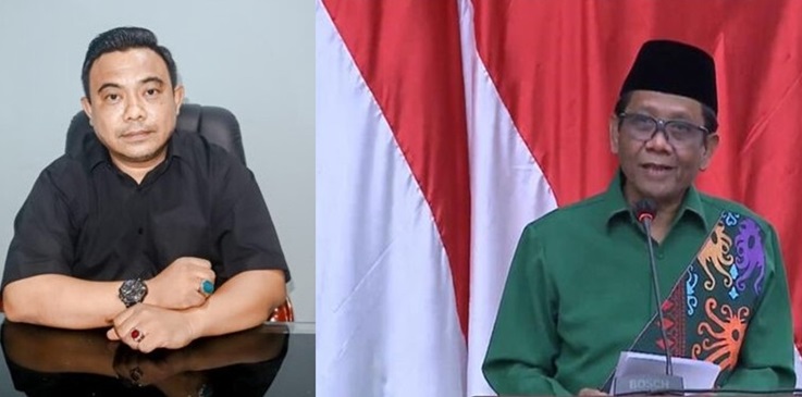 Cawapres nomor urut 3, Prof Mahfud MD (kanan) dan Haris pertama selaku Jubir TPN Ganjar - Mahfud (kiri).