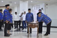 Suasana pelantikan dan pengambilan sumpah/janji jabatan 85 Pegawai PPPK di Lingkungan Kemenpora RI, pada Kamis sore (28/3/2024).
