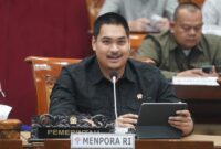 Menpora RI, Dito Ariotedjo saat mengikuti Raker dengan Komisi X DPR RI, pada Selasa siang (19/3/2024).