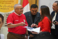 Sesmenpora, Gunawan Suswantoro, saat bicang-bincang di sela-sela acara konferensi pers, di Kemenpora, Jakarta, pada Minggu (28/4/2024).