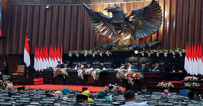 Suasana Sidang Paripurna Akhir Masa Jabatan MPR RI 2019–2024, di Gedung Nusantara Komplek Parlemen Senayan, Jakarta, Rabu (25/9/2024).