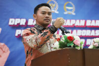 Ariawan saat memberikan sambutan usai proses pemilihan Ketua KWP periode 2024–2026, di Wisma DPR RI Kopo, Bogor, Jawa Barat (Jabar), Jumat malam (1/11/2024).