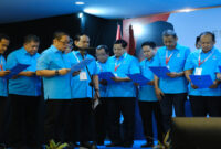 Ketua Umum Partai Gelora Indonesia, Anis Matta saat melantik pengurus DPP dan DPW periode 2024-2029.