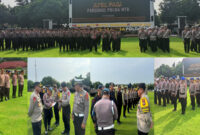 Suasana Apel Pengecekan dan Penyerahan Personel Pengamanan Operasi Ketupat Rinjani 2025, di Lapangan Bhara Daksa Mapolda NTB, Rabu (26/3/2025).