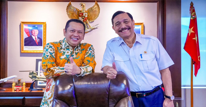 Anggota DPR RI, Bambang Soesatyo bersama Ketua Dewan Ekonomi Nasional (DEN), Luhut Binsar Pandjaitan.