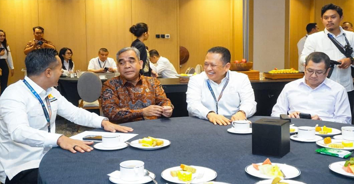 Anggota DPR RI sekaligus Waketum Koordinator Bidang Politik, Keamanan dan Pertahanan KADIN Indonesia, Bambang Soesatyo saat menghadiri Rapimnas KADIN 2025.