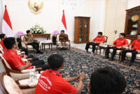 Wapres, Gibran Rakabuming Raka saat menerima jajaran pengurus LMND, di Istana Wapres, Jakarta Pusat, Senin (8/12/2025).