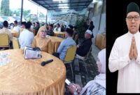 Suasana kegiatan buka puasa bersama yang digelar DPD Partai Golkar Kabupaten Lombok Barat (foto kiri), Sekretaris DPD Partai Golkar Lombok Barat, Adi Subardi, SH (foto kanan).
