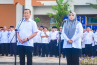 Suasana apel pagi sekaligus halal bihalal, di halaman kantor Gubernur NTB, Rabu (25/3/2026).