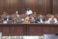 Suasana sidang pemeriksaan pendahuluan terhadap uji materi Undang-Undang (UU) Nomor 17 Tahun 2025 tentang APBN 2026, di Mahkamah Konstitusi (MK), pada Kamis (2/4/2026).