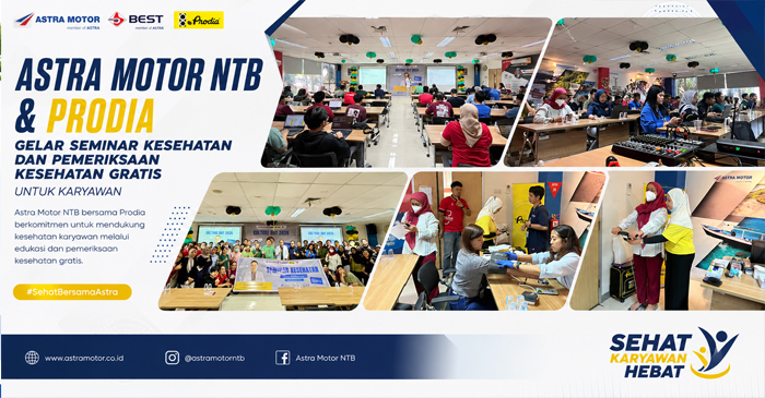 Suasana seminar kesehatan dan pemeriksaan kesehatan gratis bagi seluruh karyawan yang digelar Astra Motor NTB bekerja sama dengan Prodia.