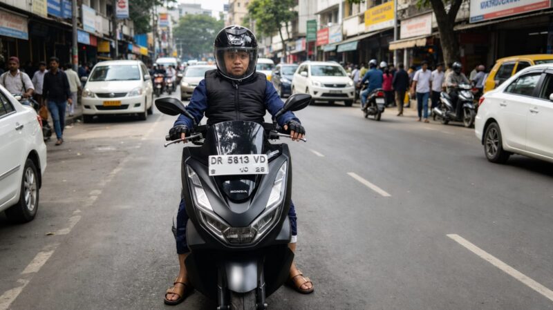 Syukron Hadi saat melakukan touring menggunakan sepeda motor Honda PCX.