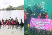Ketua Bhayangkari Daerah NTB, Ny. Uty Edy Murbowo, saat memimpin langsung kegiatan penanaman terumbu karang di kawasan wisata Gili Sudak, Kecamatan Sekotong, Kamis (30/4/2026).
