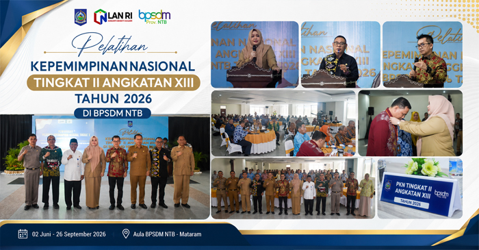 Suasana pembukaan Pelatihan Kepemimpinan Nasional (PKN) Tingkat II Angkatan XIII Tahun 2026, di Aula BPSDM Provinsi NTB, Selasa (2/6/2026).