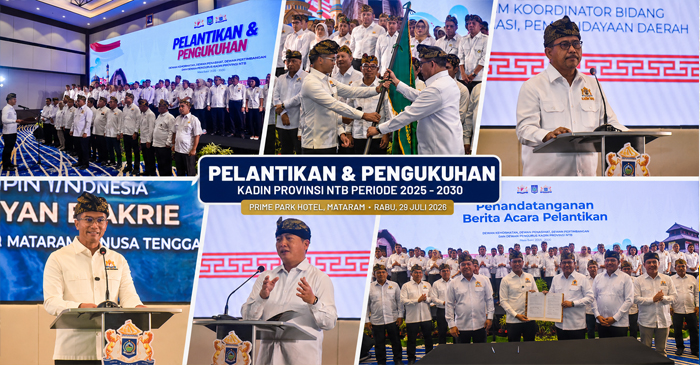 Suasana pelantikan dan pengukuhan Dewan Kehormatan, Dewan Penasihat, Dewan Pertimbangan, serta Dewan Pengurus Kadin Provinsi NTB Masa Bakti 2025–2030, di Prime Park Hotel, Mataram, Rabu (29/7/2026).