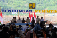Presiden Prabowo saat meresmikan Bendungan Meninting di Kecamatan Gunungsari, Kabupaten Lombok Barat, Provinsi NTB, Jumat (10/7/2026).