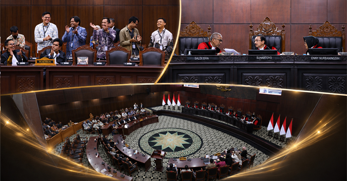 Suasana sidang Pengucapan Putusan Pengujian Undang-Undang tentang pemisahan Anggaran Makan Bergizi Gratis (MBG), di Ruang Sidang MK, Kamis (30/7/2026).