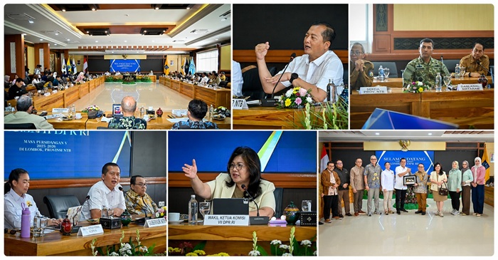 Suasana Gubernur NTB, Lalu Muhamad Iqbal saat menerima kunjungan kerja reses Komisi VII DPR RI yang dipimpin Ketua Komisi VII, Saleh Partaonan Daulay bersama rombongan, di Ruang Rapat Tambora, Kantor Gubernur NTB, Selasa (11/8/2026).